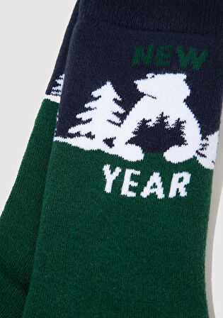 Yılbaşı Temalı Yeşil Soket Çorap 0912112-71893