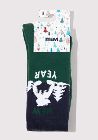 Yılbaşı Temalı Yeşil Soket Çorap 0912112-71893