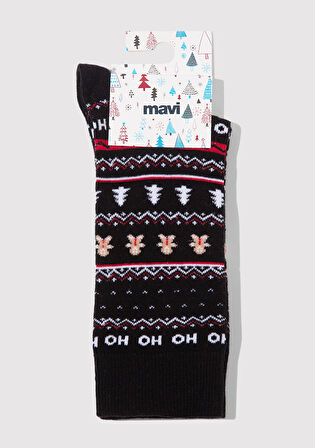 Yılbaşı Temalı Lacivert Soket Çorap 0912108-70490