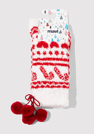 Yılbaşı Temalı Beyaz Bot Çorabı 1912937-620