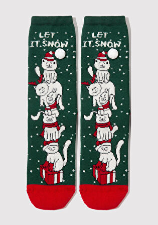 Yılbaşı Temalı Haki Bot Çorabı 1913702-27150