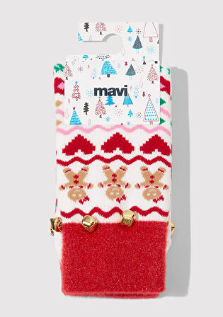 Yılbaşı Temalı Beyaz Bot Çorabı 1913701-34329