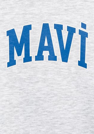 Mavi Logo Baskılı Gri Sweatshirt 6S10113-88467