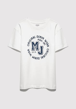 MJ Logo Baskılı Ekru Tişört 6610395-70057