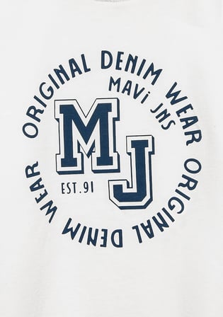 MJ Logo Baskılı Ekru Tişört 6610395-70057
