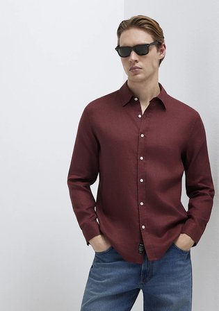 Bordo Keten Gömlek 0211466-70396