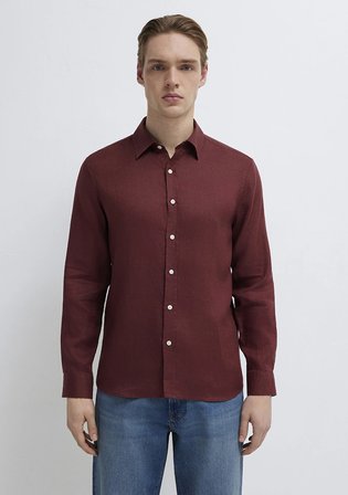 Bordo Keten Gömlek 0211466-70396
