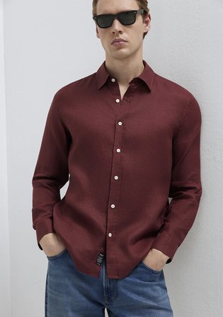 Bordo Keten Gömlek 0211466-70396