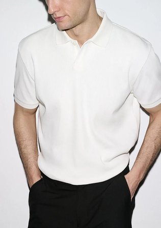 Mavi Polo Yaka Tişört Kırık Beyaz Polo Erkek T-Shirt M0613126-70057