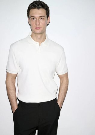 Mavi Polo Yaka Tişört Kırık Beyaz Polo Erkek T-Shirt M0613126-70057