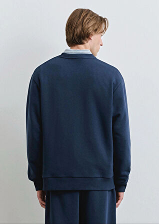 Mavi Lacivert Erkek Loose Fit Sweatshirt DMK.M0S10467-70497_MAVİ LOGO BASKILI