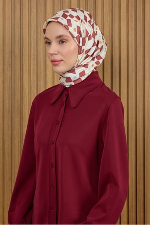 Kırmızı 90X90 İpek Krep Saten Eşarp