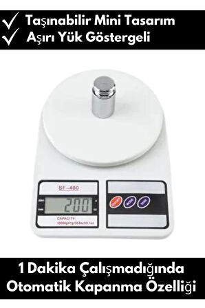 Portable Scale 10kg Kapasiteli Dijital Hassas Terazi Otomatik Kapanma Özellikli Tartı