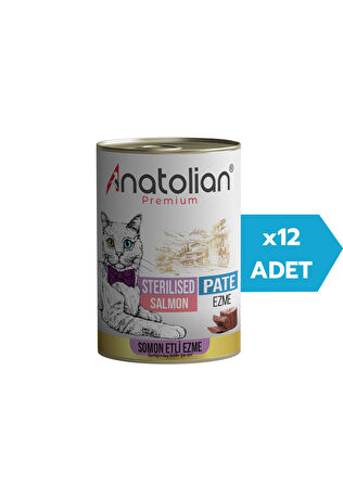 Anatolian Premium Adult Sterilised Salmon Pate Kısır Kedi Ezme Kedi Konservesi 400 gr x 12 Adet