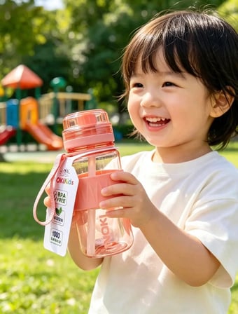 Noki Kids 400 Ml Okul Öncesi Ve İlkokul Tritan Pipetli Su Matarası Sızdırmaz Askılı Turuncu