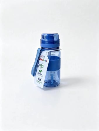 Noki Kids 400 Ml Okul Öncesi Ve İlkokul Tritan Pipetli Su Matarası Sızdırmaz Askılı Mavi