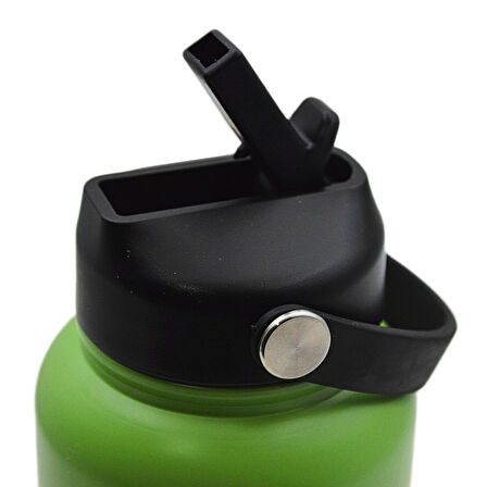Noki Çevir Aç Kapak Pipetli Taşıma Kulplu Çelik Matara 960 ml (T-0127) 