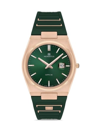 Momentus Em345R-15Yr Quartz Silikon Yeşil Safir Cam 40 Mm Erkek Kol Saati