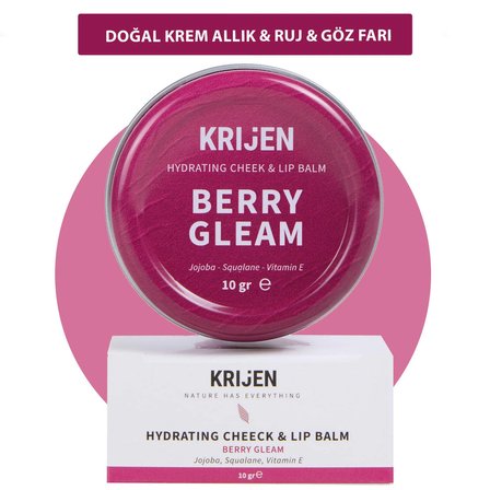 Berry Gleam Nemlendirici Pembe Renkli Dudak & Yanak Balmı | Bitkisel Krem Allık&ruj&far