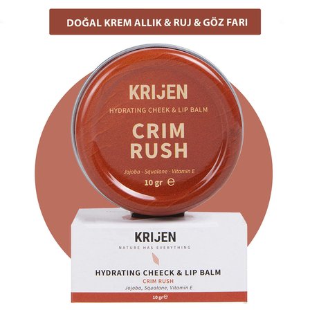 Crım Rush Kırmızı Renkli Dudak & Yanak Balmı Bitkisel Krem Allık&ruj&far