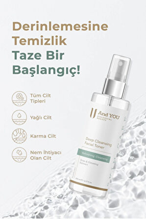 And You Deep Cleansing Facial Toner / Temizleyici Yüz Toniği 200 ml