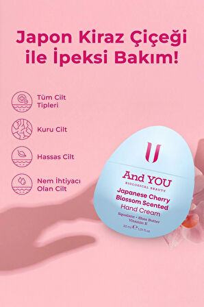 And You Japanese Cherry Blossom Scented Hand Cream / Japon Kiraz Çiçeği Kokulu El Kremi 30 ml