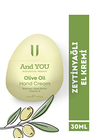And You Olıve Oıl Hand Cream / Zeytinyağlı El Kremi 30 ml