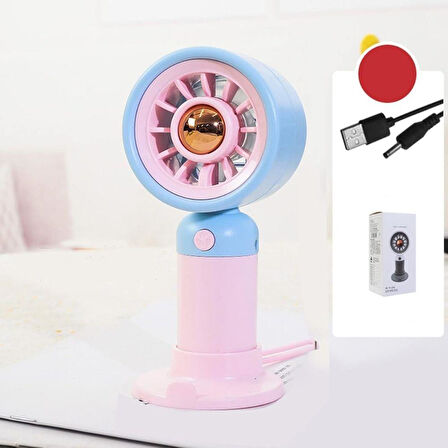 3 Kademeli Şarjlı Mini El Fanı - Mavi Pembe