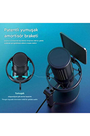 GM7 Profesyonel RGB Semi Pro Tak Çalıştır Usb Kablolu Vlog Canlı Yayın Stüdyo Mikrofon