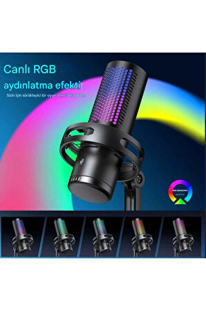 GM7 Profesyonel RGB Semi Pro Tak Çalıştır Usb Kablolu Vlog Canlı Yayın Stüdyo Mikrofon