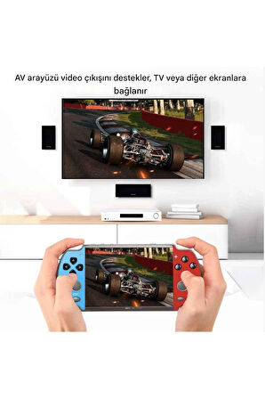X7 4.3 Inç Retro Oyun Konsolu TV Çıkışlı Double Analog,Dahili 3000+ Oyun