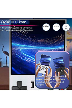 R36MAX Retro Video Oyun Konsolu Linux Sistemi 4.0 Inç IPS Ekran 64 GB Taşınabilir El Konsolu