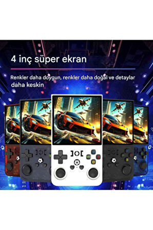 R36MAX Retro Video Oyun Konsolu Linux Sistemi 4.0 Inç IPS Ekran 64 GB Taşınabilir El Konsolu