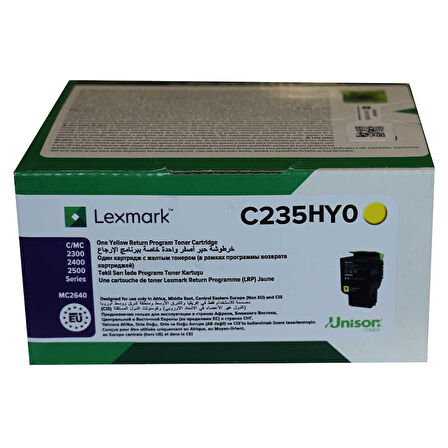 Lexmark C2425-C235HY0 Sarı Orijinal Toner Yüksek Kapasiteli