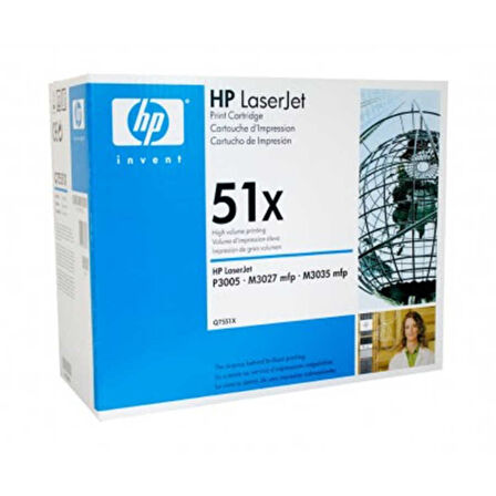 Hp 51X-Q7551X Siyah Orijinal Toner Yüksek Kapasiteli- Mavi Kutu