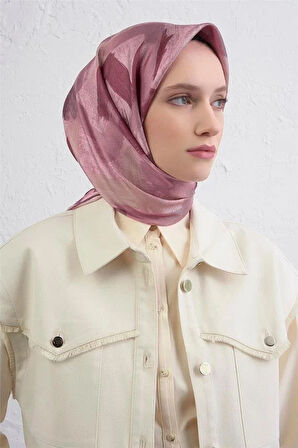 Armine Sura Saf İpek Eşarp 9413 - 06 Pembe Karışık Desen