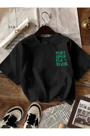 Unisex MORE AMOR Baskılı Tasarım Tshirt