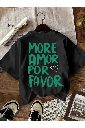 Unisex MORE AMOR Baskılı Tasarım Tshirt