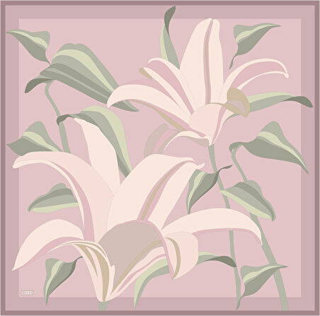 Belli Tivil İpek Eşarp 4035-11 Gül Kurusu Karışık Desen 