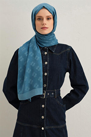 Tensel İpek Minimal Monogram Desen Şal 1