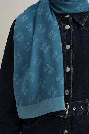 Tensel İpek Minimal Monogram Desen Şal 1