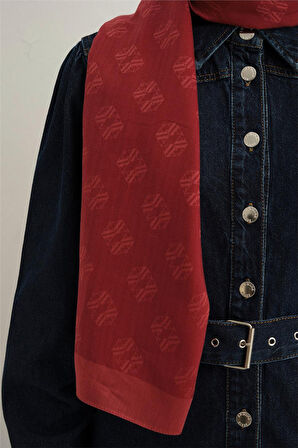 Tensel İpek Minimal Monogram Desen Şal 1