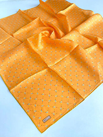 Belli Tivil Saf İpek Eşarp 4048-50 Turuncu Karışık Desen 