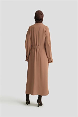 Armine Kapaklı Cepli Elbise ORT9925 Camel