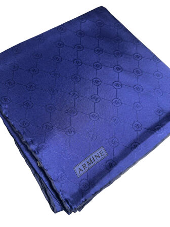 JAKARLI İPEK EŞARP 2000 (J) - MONOGRAM DESENLİ - 29 - LACİVERT