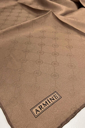 JAKARLI İPEK EŞARP 2000 (J) - MONOGRAM DESENLİ - 245348  KAHVE