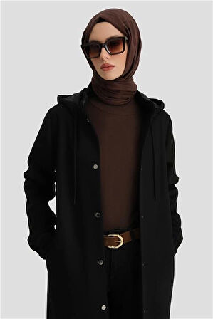 Armine Kapüşonlu Manto 24KH8111 Siyah