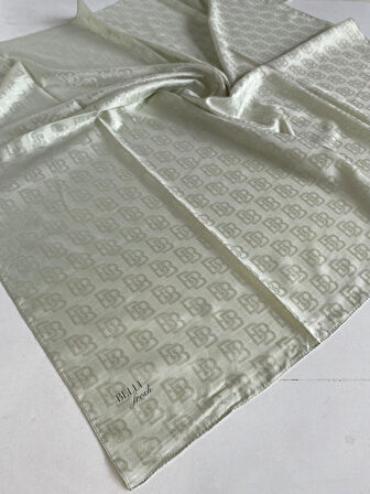 Belli Fresh Monogram Jakarlı Eşarp 1-16 Açık Yeşil Desenli