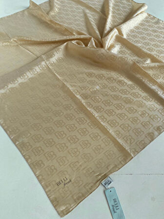 Belli Fresh Monogram Jakarlı Eşarp 1-58 Açık Sarı Desenli