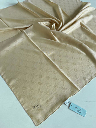 Belli Fresh Monogram Jakarlı Eşarp 2-58 Sarı Monogram Desenli